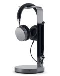 USB Хъб Satechi - Aluminum Headphone Stand, 4 порта, сив - 2t