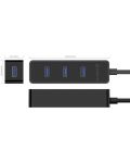 USB хъб Orico - W5PH4-U3, 4 порта, USB-A, черен - 5t