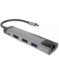 USB хъб Natec - Fowler Go, 5 порта, USB-C, сив - 2t