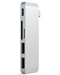 USB Хъб Satechi - Aluminium Passthrough, 5 порта, USB-C, сребрист - 2t