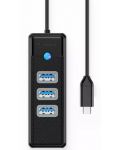 USB хъб Orico - PW3UR-C3-015-BK-EP, 4 порта, USB-C, черен - 1t