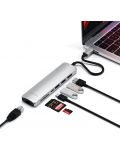 USB хъб Satechi - Aluminium Slim Multiport, 7 порта, USB-C, сребрист - 4t