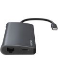 USB хъб Natec - Fowler 2, 8 порта, USB-C, черен - 3t
