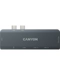 USB хъб Canyon - DS-05B, 7 в 1, USB-C, сив - 2t