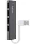 USB хъб Belkin - Ultra-Slim Travel, 4 порта, USB-A, черен - 1t