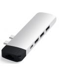 USB хъб Satechi - Aluminium Pro, 6 порта, USB-C, сребрист - 2t