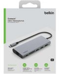 USB хъб Belkin - Connect-INC009btSGY, 7 порта, USB-C, сив - 4t