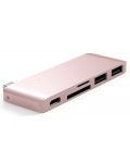 USB хъб Satechi - Aluminium Passthrough, 5 порта, USB-C, Rose Gold - 1t