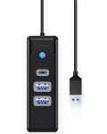 USB хъб Orico - PWC2U-U3-015-BK, 3 порта, USB3.0/C, черен - 1t