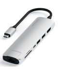 USB хъб Satechi - Aluminium Slim Multiport, 7 порта, USB-C, сребрист - 6t
