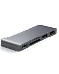 USB хъб Satechi - Aluminium Passthrough, 5 порта, USB-C, сив - 3t