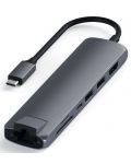 USB хъб Satechi - Aluminium Slim Multiport, 7 порта, USB-C, сив - 2t