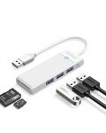 USB хъб Orico - PAPW3AT-U3-015-WH, 3 порта/SD/TF, USB-A, бял - 1t