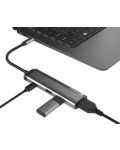USB хъб Natec - Fowler Slim, 4 порта, USB-C, сив - 5t