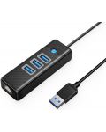 USB хъб Orico - PW3UR-U3-015-BK, 4 порта, USB-A, черен - 1t