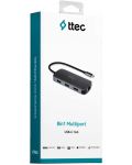 USB хъб ttec - 8 в 1 Multiport, 8 порта, USB-C, черен - 5t