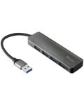 USB хъб Trust - Halyx, 4 порта, USB-A, сив - 1t