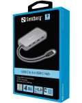 USB хъб Sandberg - 4 порта, USB-C, сив - 2t