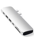 USB хъб Satechi - Aluminium Pro, 6 порта, USB-C, MacBook Pro, сребрист - 6t