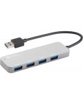 USB хъб Sandberg - SAVER, USB 3.0 Hub, 4 порта, USB-A, сребрист - 1t