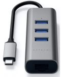 USB хъб Satechi - Aluminium, 4 порта, USB-C, сив - 3t