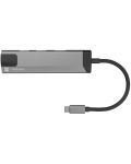 USB хъб Natec - Fowler Go, 5 порта, USB-C, сив - 4t