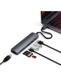 USB хъб Satechi - Aluminium Slim Multiport, 7 порта, USB-C, сив - 4t