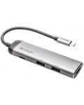 USB хъб Verbatim - Multiport Hub, 4 порта, USB-C, сив - 2t