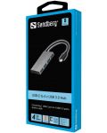 USB хъб Sandberg - Pocket Hub, 4 порта, USB-C, сив - 2t