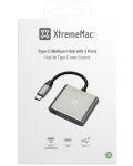 USB хъб XtremeMac - 3 порта, USB-C, сив - 4t