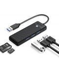 USB хъб Orico - PAPW3AT-U3-015-BK, 3 порта/SD/TF, USB-A, черен - 1t