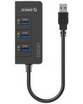 USB хъб Orico - HR01-U3-V1-BK-BP, 4 порта, USB-А/LAN, черен - 5t