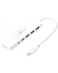 USB хъб j5create - JCD373 MultiPort, 7 порта, USB-C, бял - 1t