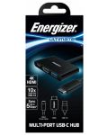 USB хъб Energizer - HC303CV, 4 порта, USB-C,черен - 2t