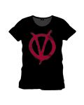 Тениска V for Vendetta - Red Symbol, черна, размер S - 1t