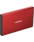 Външен HDD/SSD корпус Natec - Rhino Go, 2.5", USB 3.0, червен - 1t