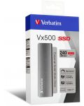 Външна SSD памет Verbatim - Vx500, 240GB, USB 3.1, сива - 3t