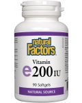 Vitamin E, 200 IU, 90 капсули, Natural Factors - 1t