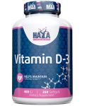 Vitamin D3, 400 IU, 250 капсули, Haya Labs - 1t