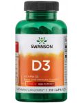 Vitamin D3, High Potency, 25 mcg, 250 капсули, Swanson - 1t