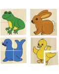 Дървена игра Goki - Каремо, с жабка, зайче, пате и тюлен - 1t