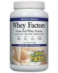 Whey Factors Grass Fed Whey Protein, френска ванилия, 1 kg, Natural Factors - 1t