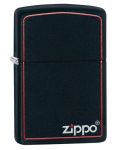 Запалка Zippo Black Matte, черна с червен кант - 1t