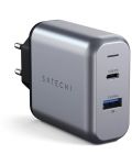 Зарядно устройство Satechi - ST-MCCAM, USB-A/C, 30W, сиво/черно - 1t
