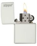 Запалка Zippo - бяла, матирана, гравирано лого - 2t