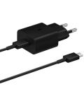 Зарядно устройство Samsung - EP-T1510XBEGEU, USB-C, 15W, черно - 1t