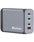 Зарядно устройство Verbatim - GNC-240 GaN 4 Port, USB-A/C, 240W, сиво - 1t