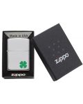 Запалка Zippo - Polish Chrome, четирилистна детелина - 5t