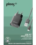 Зарядно устройство Ploos - 6550, 2A, кабел Micro USB, черно - 2t