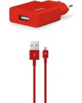 Зарядно устройство ttec - SmartCharger, USB-A, кабел Micro USB, червено - 1t